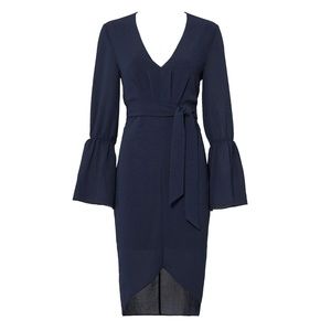 Navy Crepe Wrap Dress